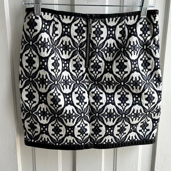 Express Tapestry Print Vegan Leather Trim Faux Wrap Skirt - Picture 6 of 7